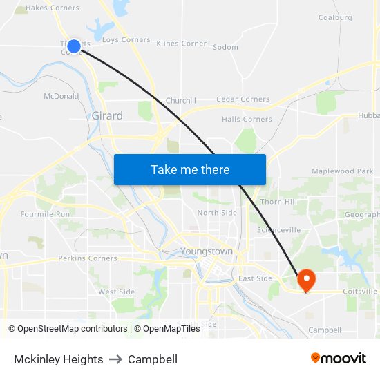 Mckinley Heights to Campbell map