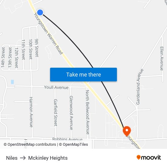 Niles to Mckinley Heights map