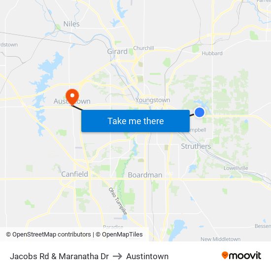 Jacobs Rd & Maranatha Dr to Austintown map