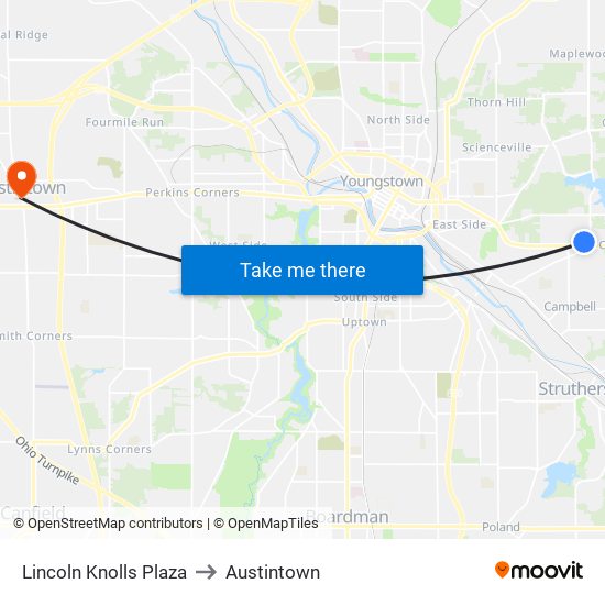 Lincoln Knolls Plaza to Austintown map