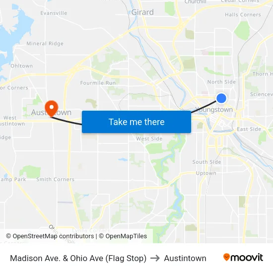 Madison Ave. & Ohio Ave (Flag Stop) to Austintown map