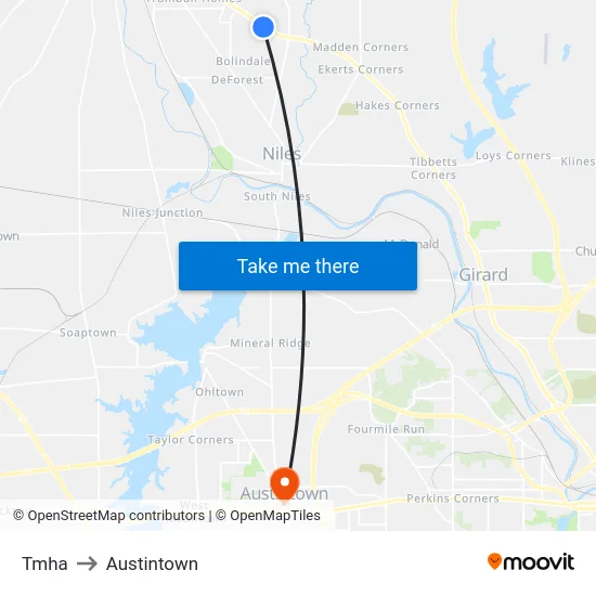 Tmha to Austintown map