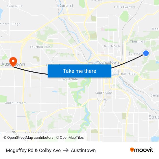 Mcguffey Rd & Colby Ave to Austintown map