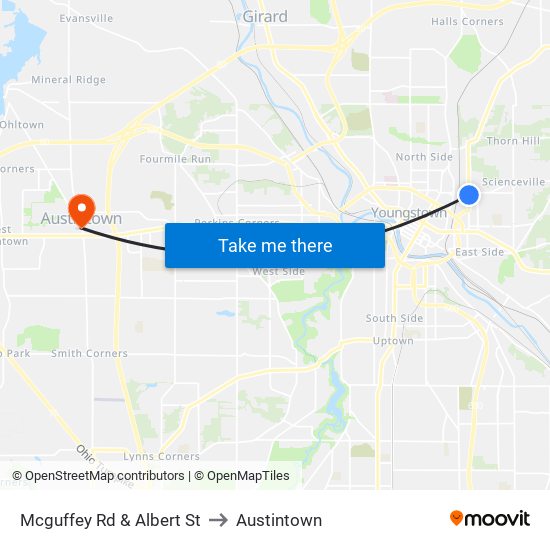 Mcguffey Rd & Albert St to Austintown map