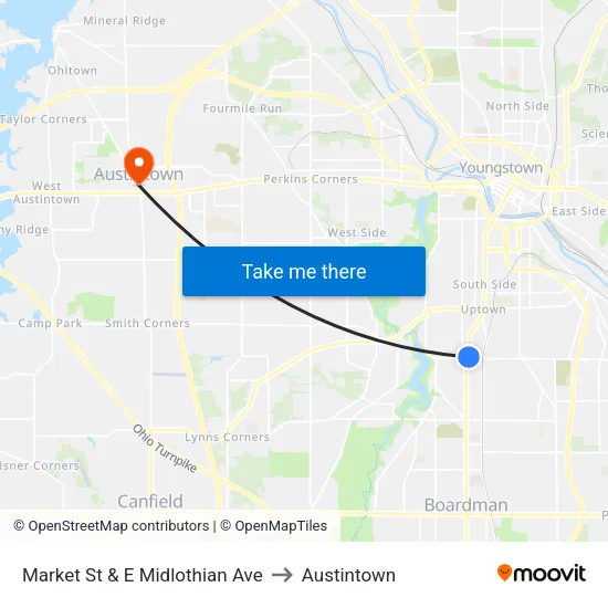 Market St & E Midlothian Ave to Austintown map