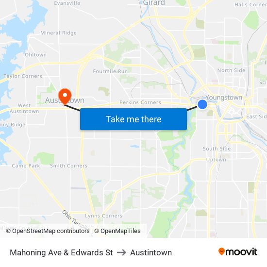 Mahoning Ave & Edwards St to Austintown map