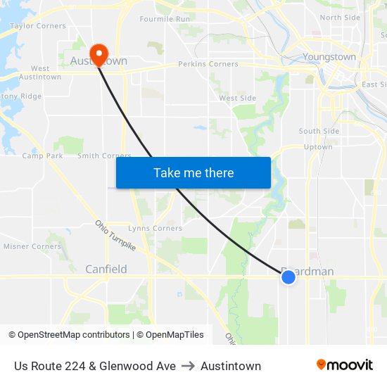 Us Route 224 & Glenwood Ave to Austintown map