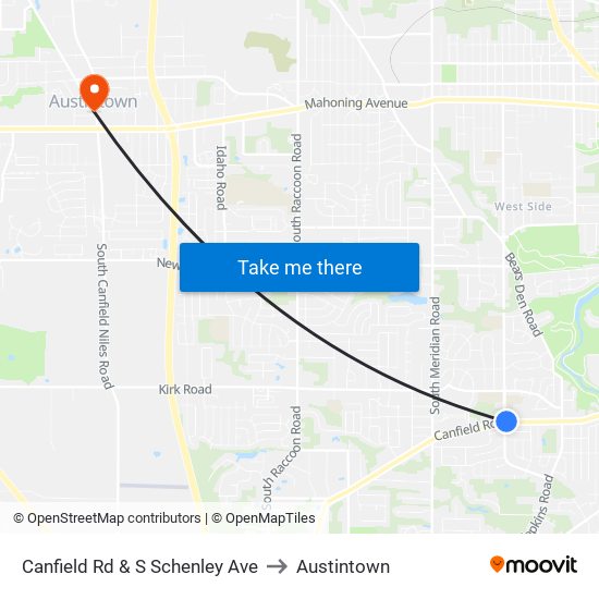 Canfield Rd & S Schenley Ave to Austintown map