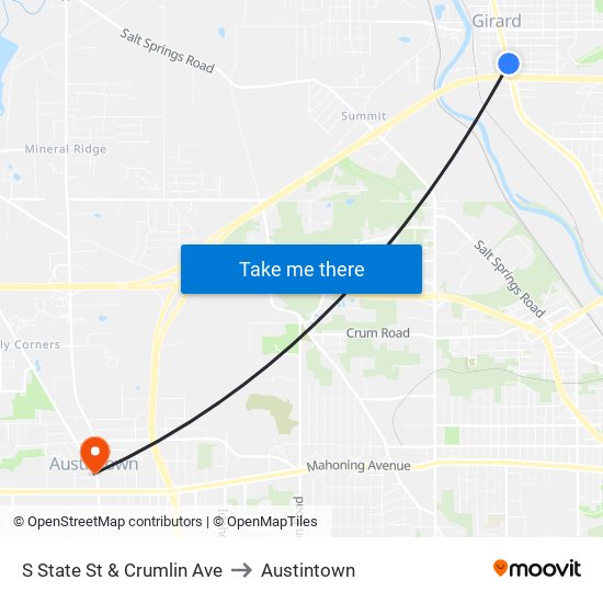 S State St & Crumlin Ave to Austintown map