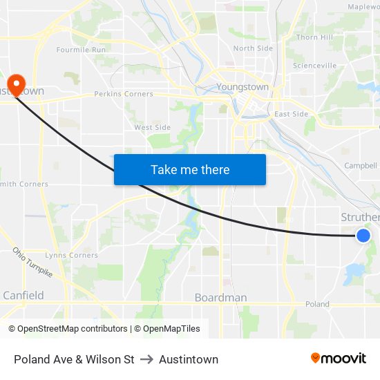 Poland Ave & Wilson St to Austintown map