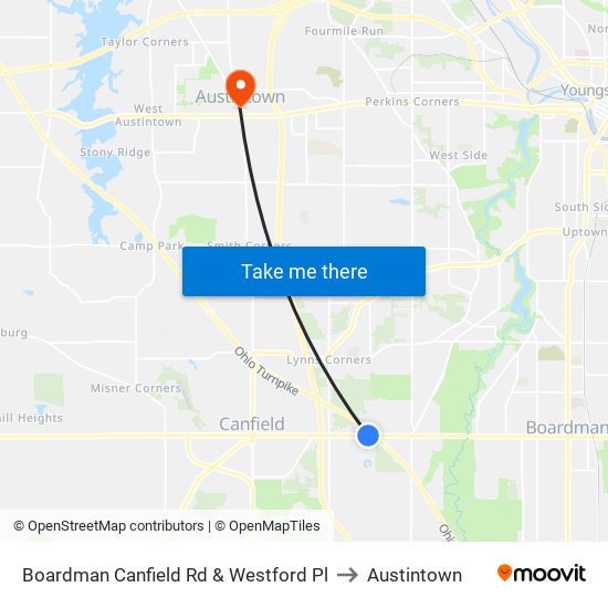 Boardman Canfield Rd & Westford Pl to Austintown map