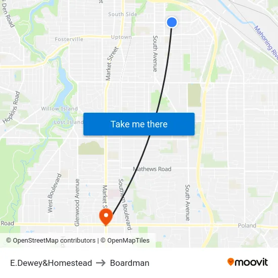 E.Dewey&Homestead to Boardman map