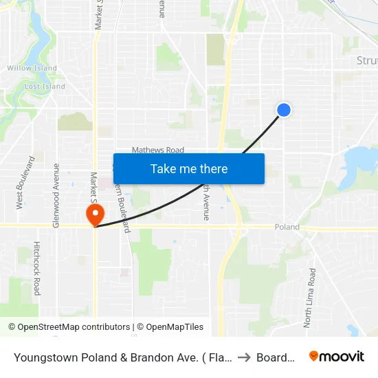 Youngstown Poland & Brandon Ave. ( Flag Stop) to Boardman map