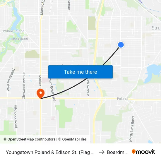 Youngstown Poland & Edison St. (Flag Sto to Boardman map