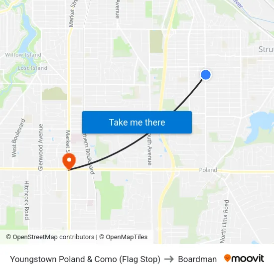 Youngstown Poland & Como (Flag Stop) to Boardman map