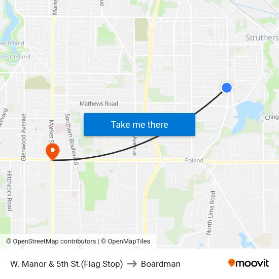 W. Manor & 5th St.(Flag Stop) to Boardman map