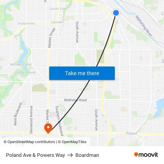 Poland Ave & Powers Way to Boardman map