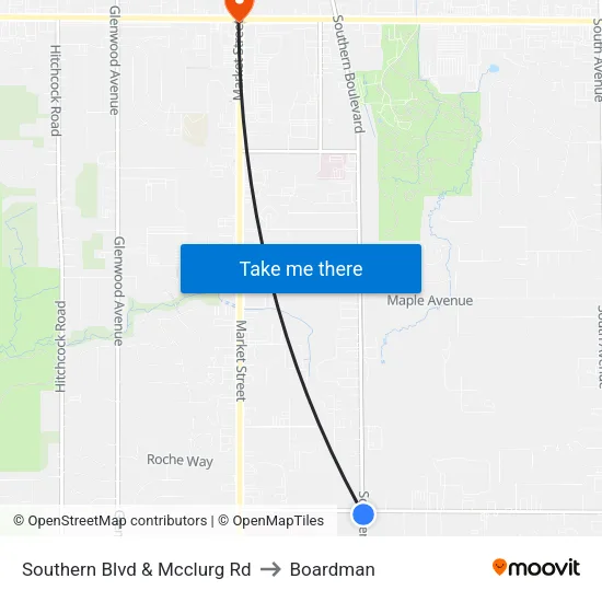 Southern Blvd & Mcclurg Rd to Boardman map