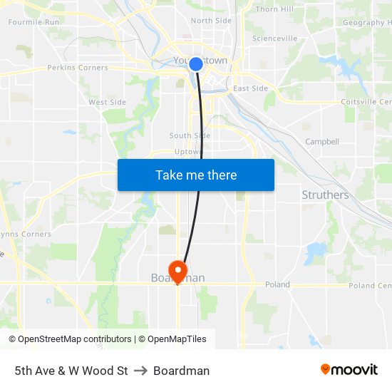 5th Ave & W Wood St to Boardman map