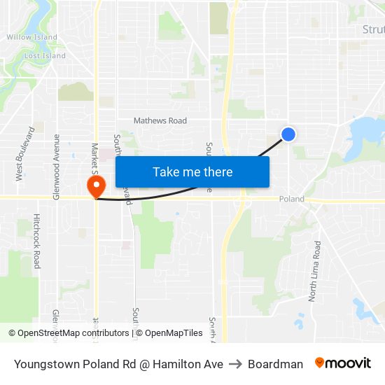 Youngstown Poland Rd @ Hamilton Ave to Boardman map