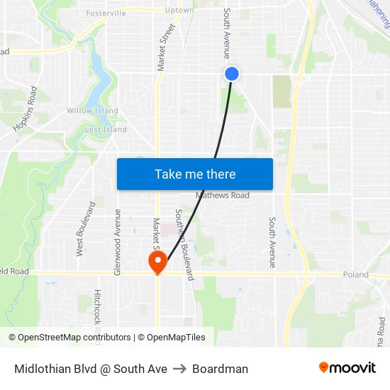 Midlothian Blvd @ South Ave to Boardman map