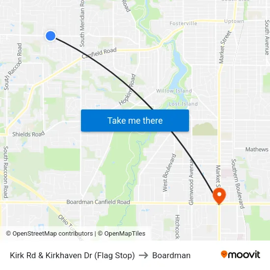 Kirk Rd & Kirkhaven Dr (Flag Stop) to Boardman map