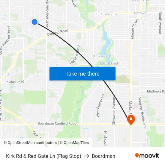 Kirk Rd & Red Gate Ln (Flag Stop) to Boardman map