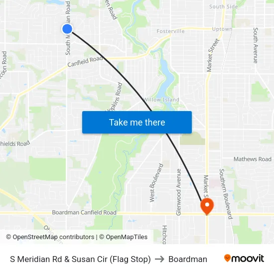 S Meridian Rd & Susan Cir (Flag Stop) to Boardman map