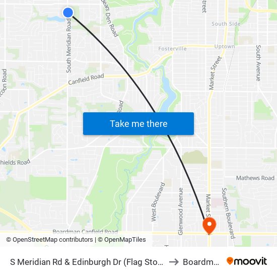 S Meridian Rd & Edinburgh Dr (Flag Stop) to Boardman map