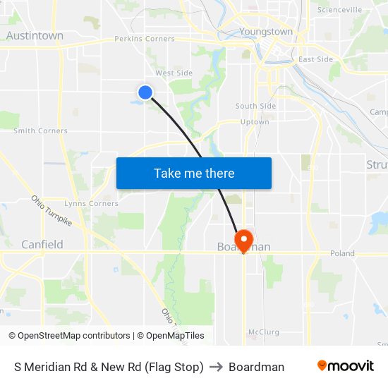S Meridian Rd & New Rd (Flag Stop) to Boardman map
