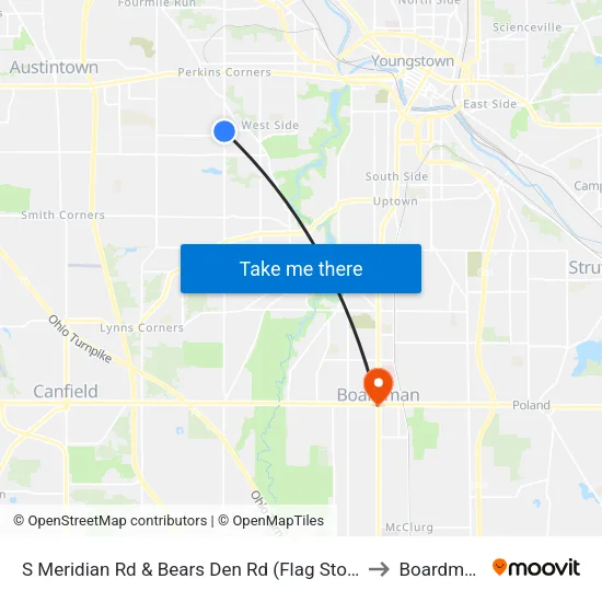S Meridian Rd & Bears Den Rd (Flag Stop) to Boardman map