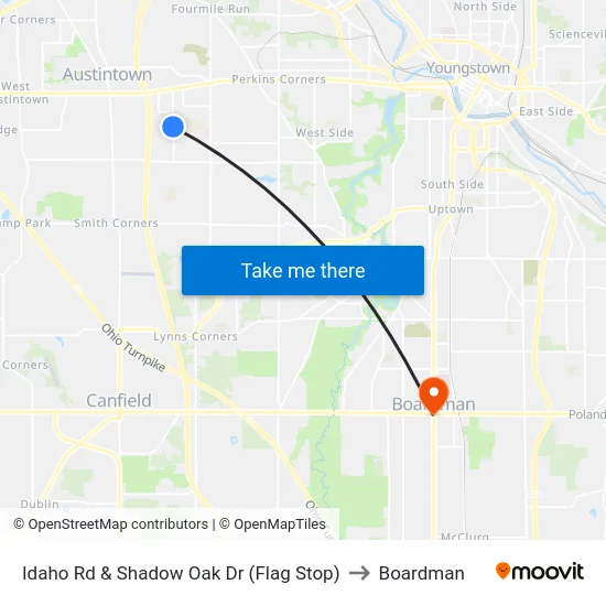 Idaho Rd & Shadow Oak Dr (Flag Stop) to Boardman map