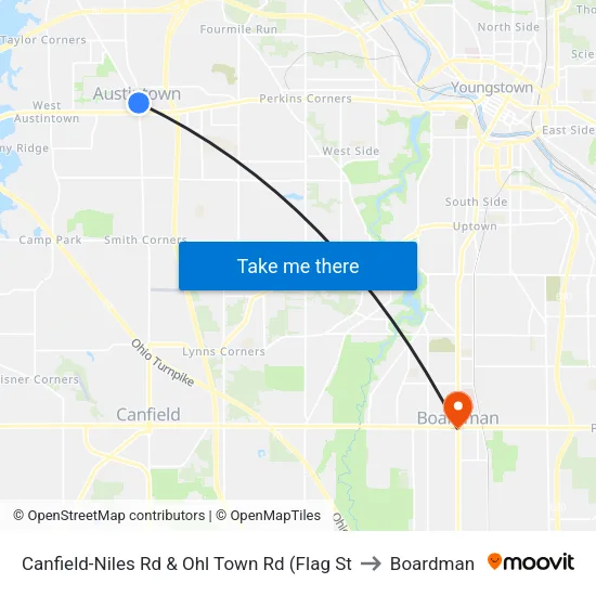 Canfield-Niles Rd & Ohl Town Rd (Flag St to Boardman map