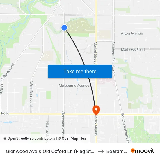 Glenwood Ave & Old Oxford Ln (Flag Stop) to Boardman map