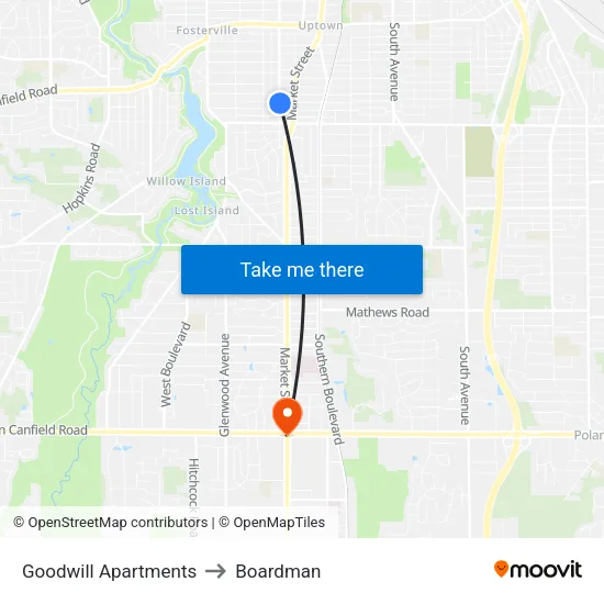 Goodwill Apartments to Boardman map