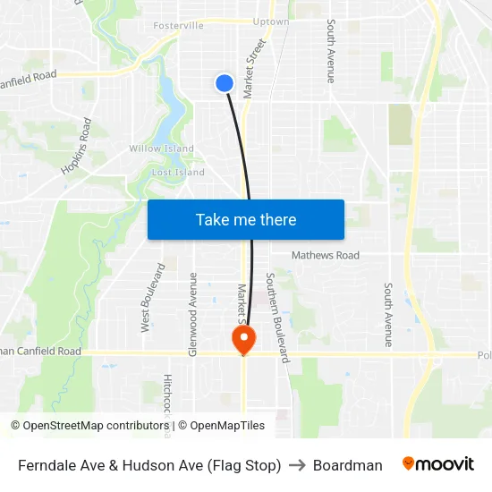 Ferndale Ave & Hudson Ave (Flag Stop) to Boardman map