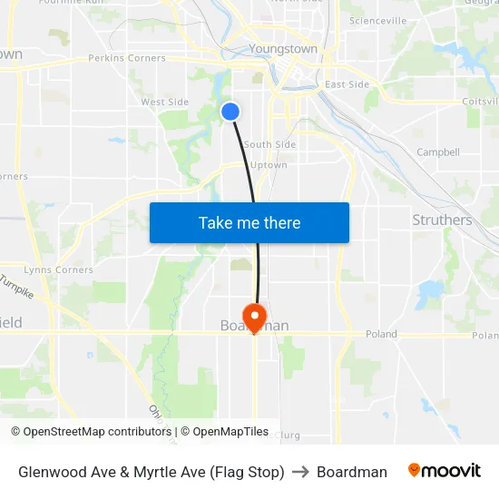 Glenwood Ave & Myrtle Ave (Flag Stop) to Boardman map