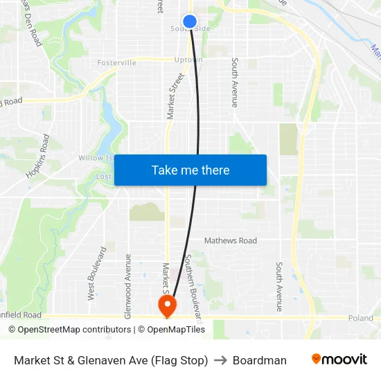 Market St & Glenaven Ave (Flag Stop) to Boardman map