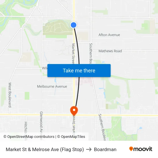 Market St & Melrose Ave (Flag Stop) to Boardman map