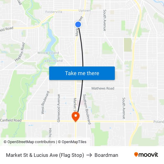 Market St & Lucius Ave (Flag Stop) to Boardman map