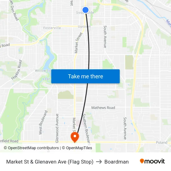Market St & Glenaven Ave (Flag Stop) to Boardman map