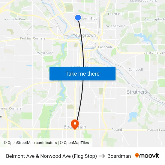 Belmont Ave & Norwood Ave (Flag Stop) to Boardman map