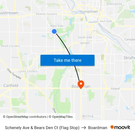 Schenely Ave & Bears Den Ct (Flag Stop) to Boardman map