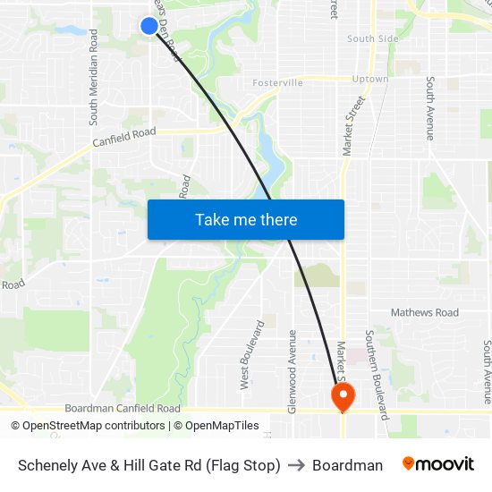 Schenely Ave & Hill Gate Rd (Flag Stop) to Boardman map