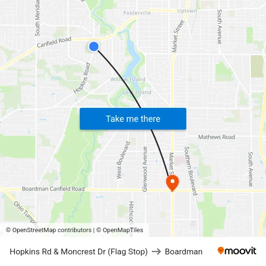 Hopkins Rd & Moncrest Dr (Flag Stop) to Boardman map