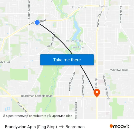 Brandywine Apts (Flag Stop) to Boardman map