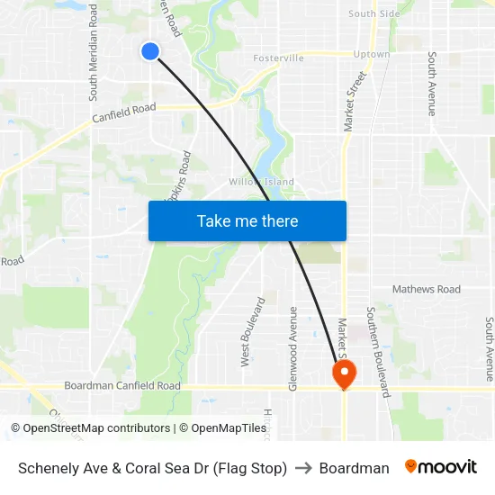 Schenely Ave & Coral Sea Dr (Flag Stop) to Boardman map