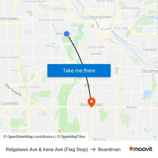 Ridgelawn Ave & Irene Ave (Flag Stop) to Boardman map