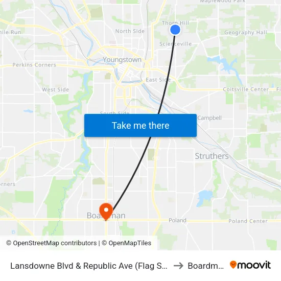 Lansdowne Blvd & Republic Ave (Flag Stop to Boardman map