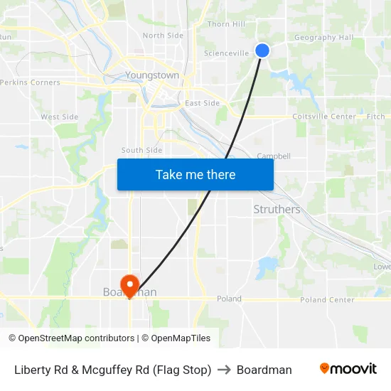 Liberty Rd & Mcguffey Rd (Flag Stop) to Boardman map